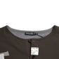 Dark Gray Cotton Button Down Pullover Sweater