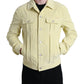 Yellow Cotton Corduroy Collared Shirt Sweater
