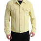 Yellow Cotton Corduroy Collared Shirt Sweater