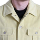 Yellow Cotton Corduroy Collared Shirt Sweater