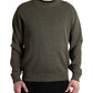 Green Viscose Crew Neck Men Pullover Sweater