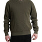 Green Cotton Crew Neck Men Pullover Sweater