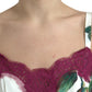 White Rose Print Lace Silk A-line Midi Dress