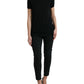 Black Wool Short Sleeves Crewneck Top T-shirt