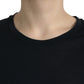 Black Wool Short Sleeves Crewneck Top T-shirt