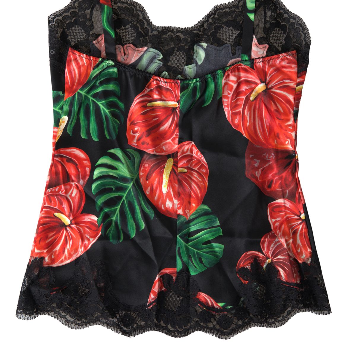 Anthurium Print Silk Camisole Top