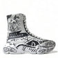 Daymaster Graffiti Print Mid Top Sneakers