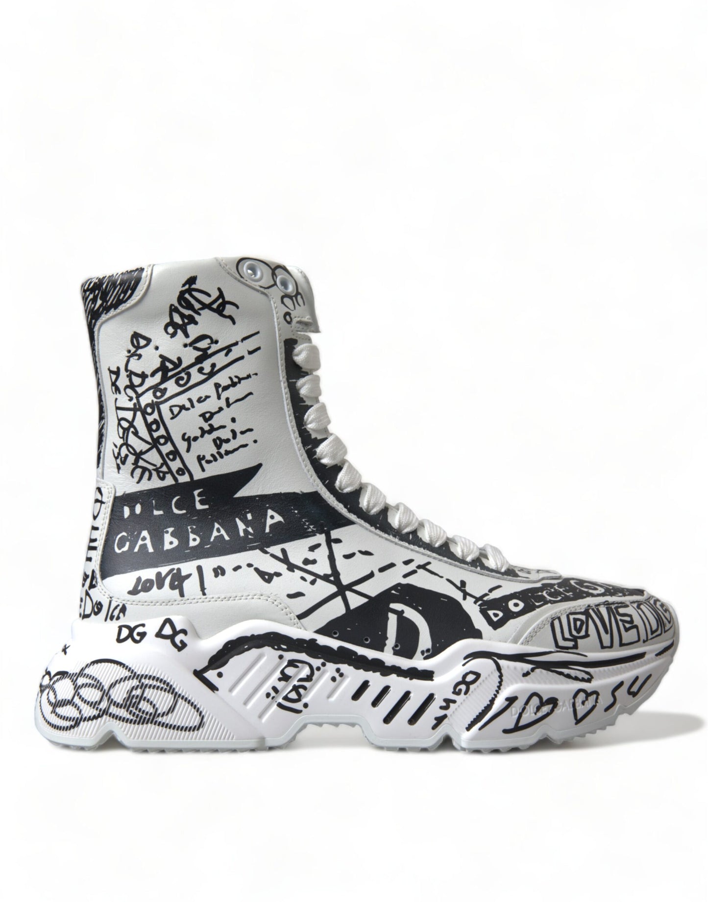 Daymaster Graffiti Print Mid Top Sneakers