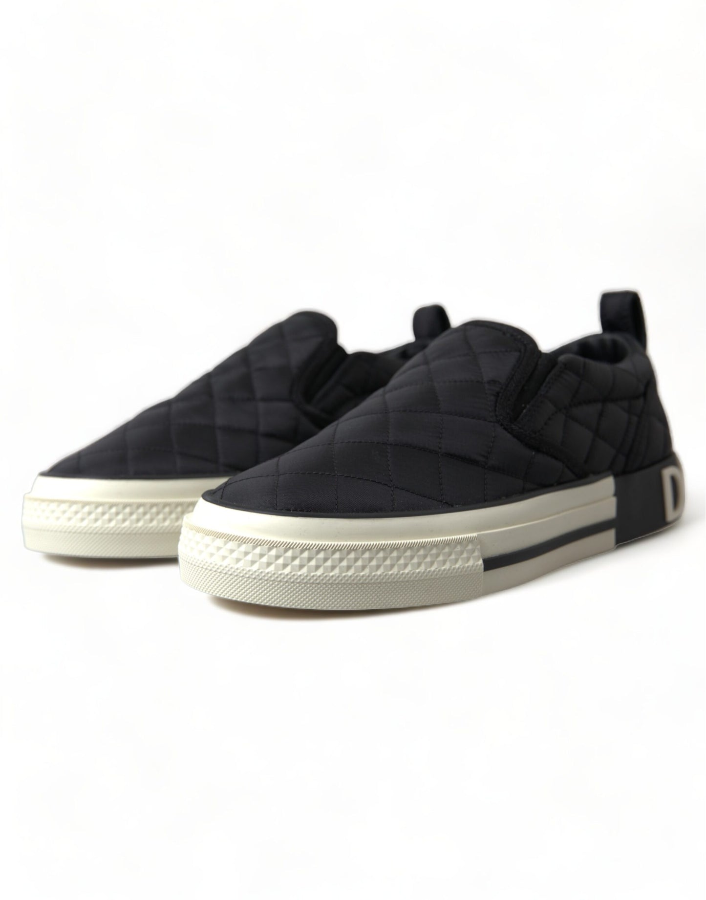 Black Quilted Slip On Low Top Sneakers Shoes