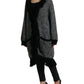 Black Gray Long Cape Cardigan Sweater
