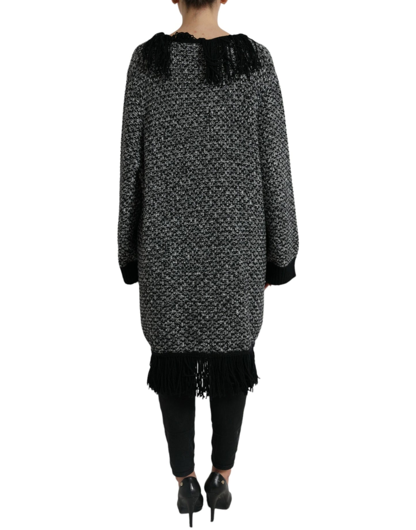 Black Gray Long Cape Cardigan Sweater