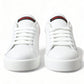 White Red Lace Up Womens Low Top Sneakers Shoes