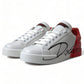 White Red Lace Up Womens Low Top Sneakers Shoes