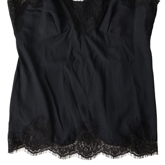 Black Lace Silk Sleepwear Camisole Underwear