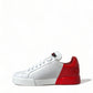 White Red Lace Up Womens Low Top Sneakers Shoes