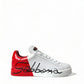 White Red Lace Up Womens Low Top Sneakers Shoes