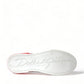 White Red Lace Up Womens Low Top Sneakers Shoes
