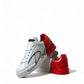 White Red Lace Up Womens Low Top Sneakers Shoes
