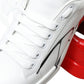 White Red Lace Up Womens Low Top Sneakers Shoes