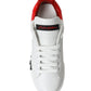 White Red Lace Up Womens Low Top Sneakers Shoes