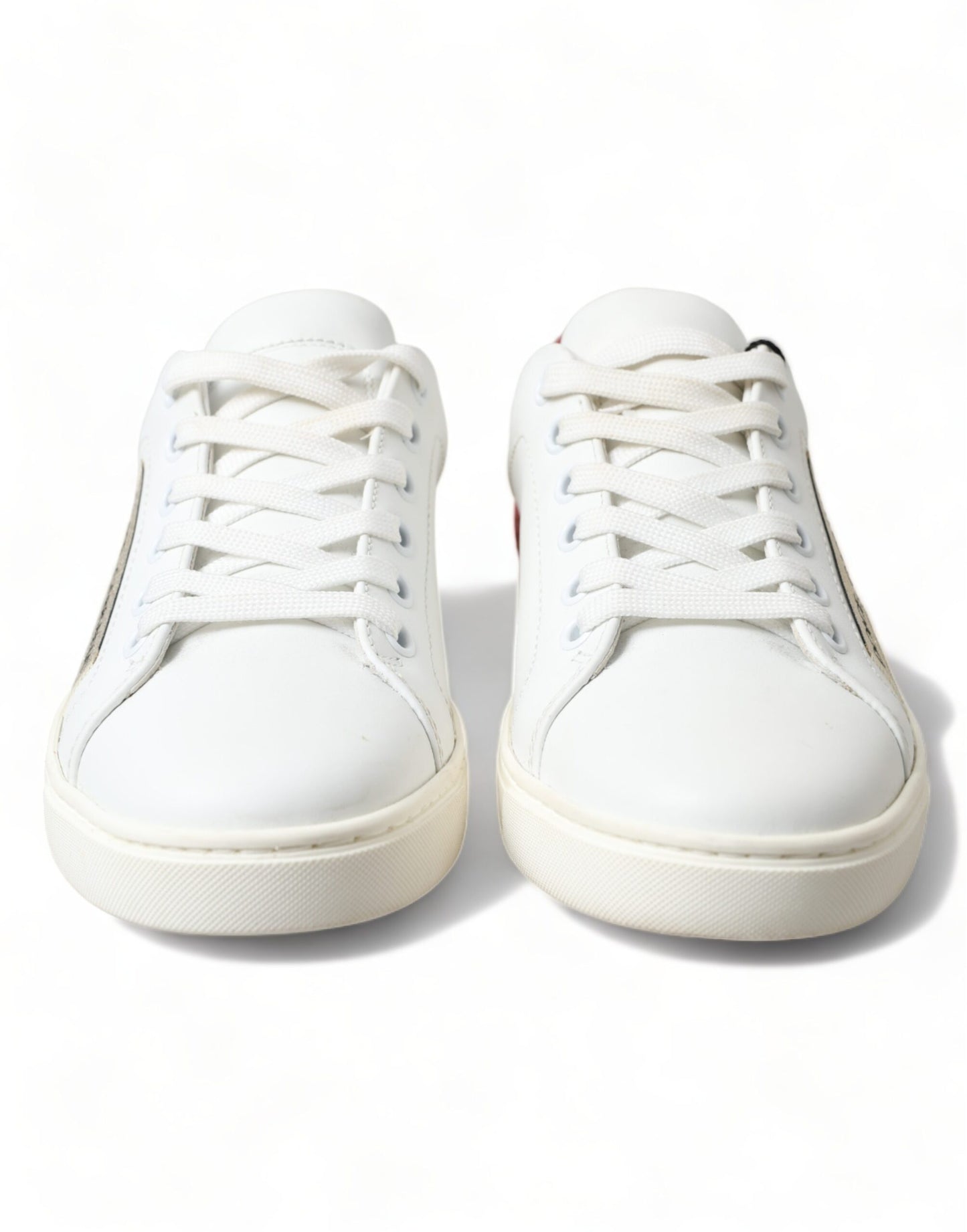 Elegant White and Pink Leather Sneakers