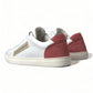 Elegant White and Pink Leather Sneakers