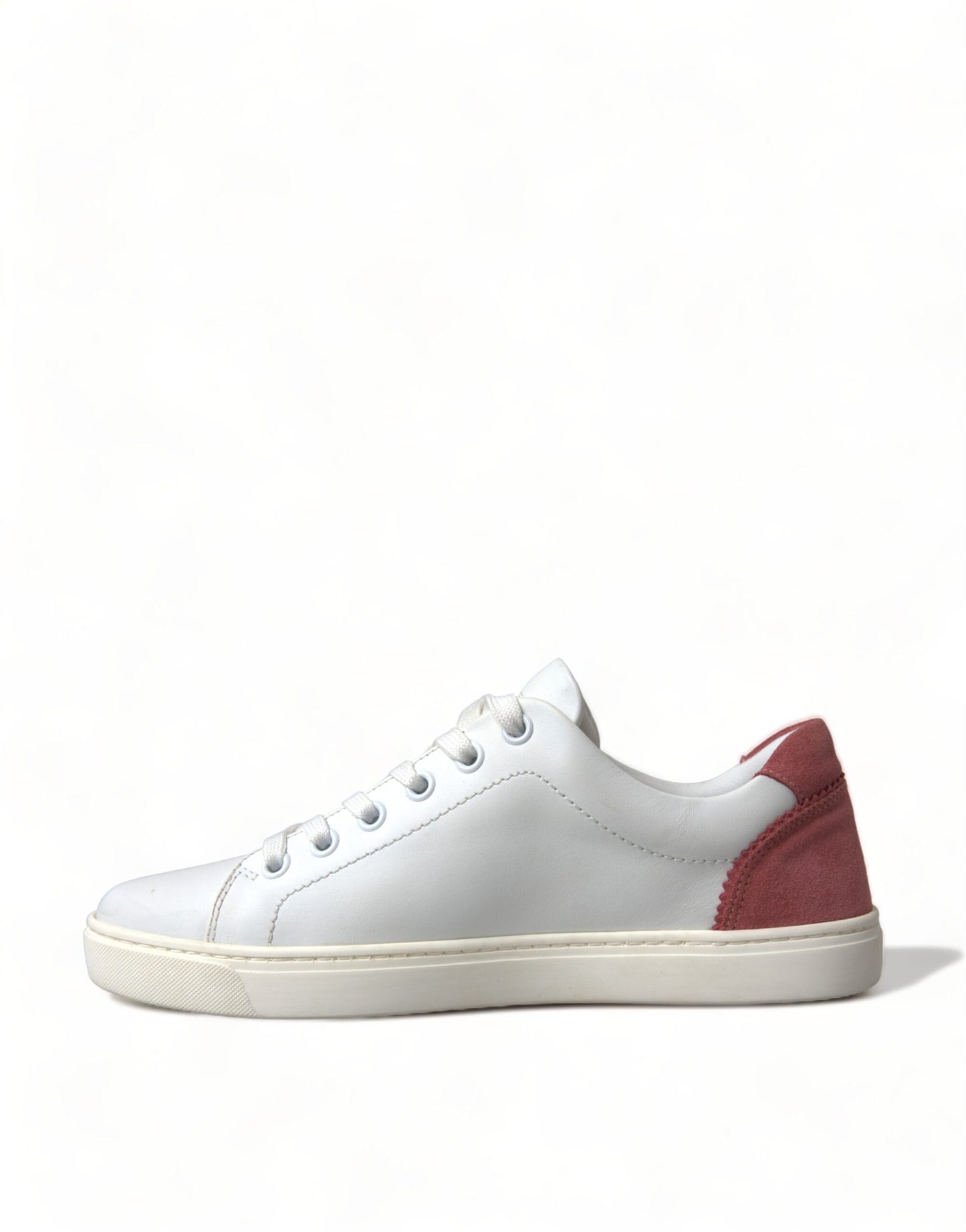 Elegant White and Pink Leather Sneakers