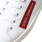 Chic White Leather Sneakers with Red Accents