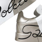Elegant White & Gold Leather Sneakers