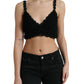 Black Cotton Bustier Cropped Crochet Tank Top