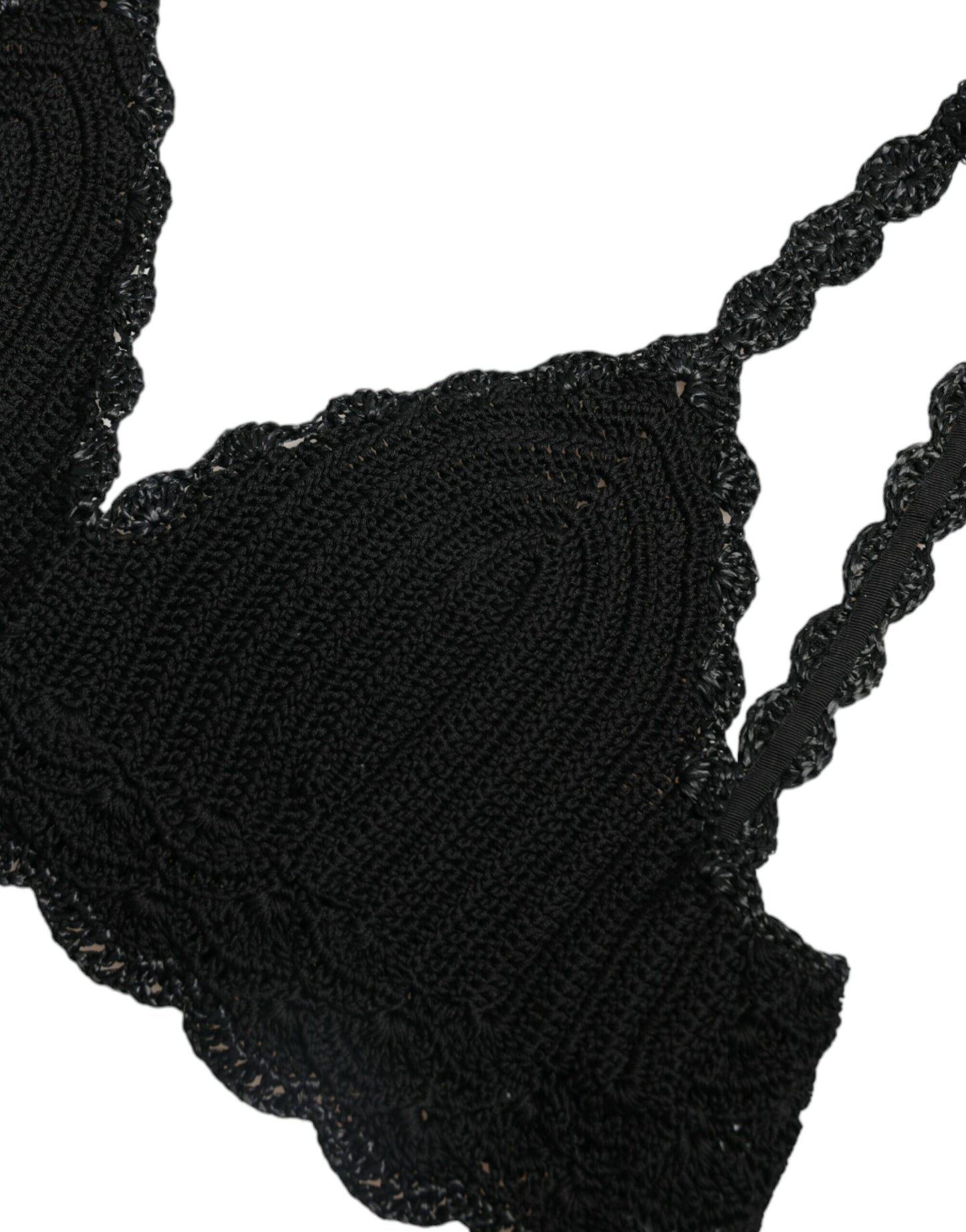 Black Cotton Bustier Cropped Crochet Tank Top