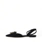 Suede Crystal Point-Toe Flats Slingbacks