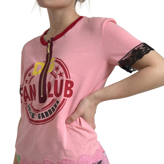 Chic Pink Round Neck Designer Tee