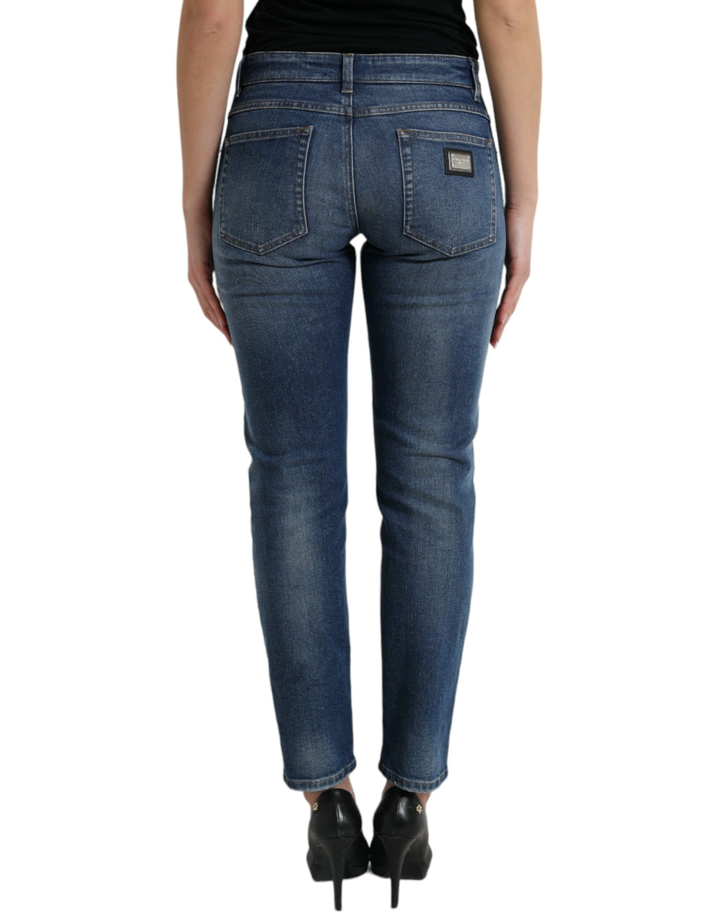 Blue BOYFRIEND Mid Waist Cotton Denim Jeans