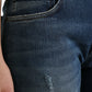 Blue BOYFRIEND Mid Waist Cotton Denim Jeans