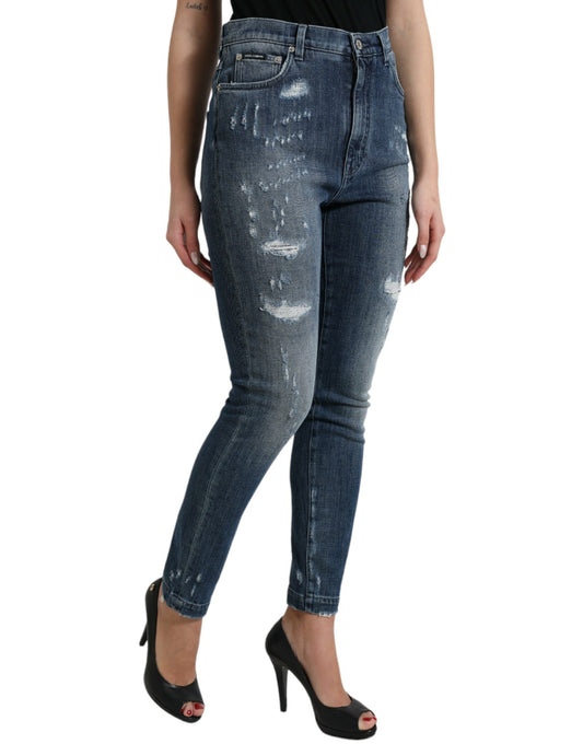 Dark Blue Distressed GRACE Skinny Denim Jeans