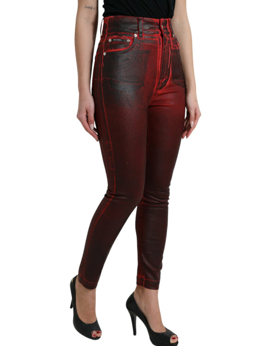 Black Red Ombre Cotton Skinny Denim Jeans