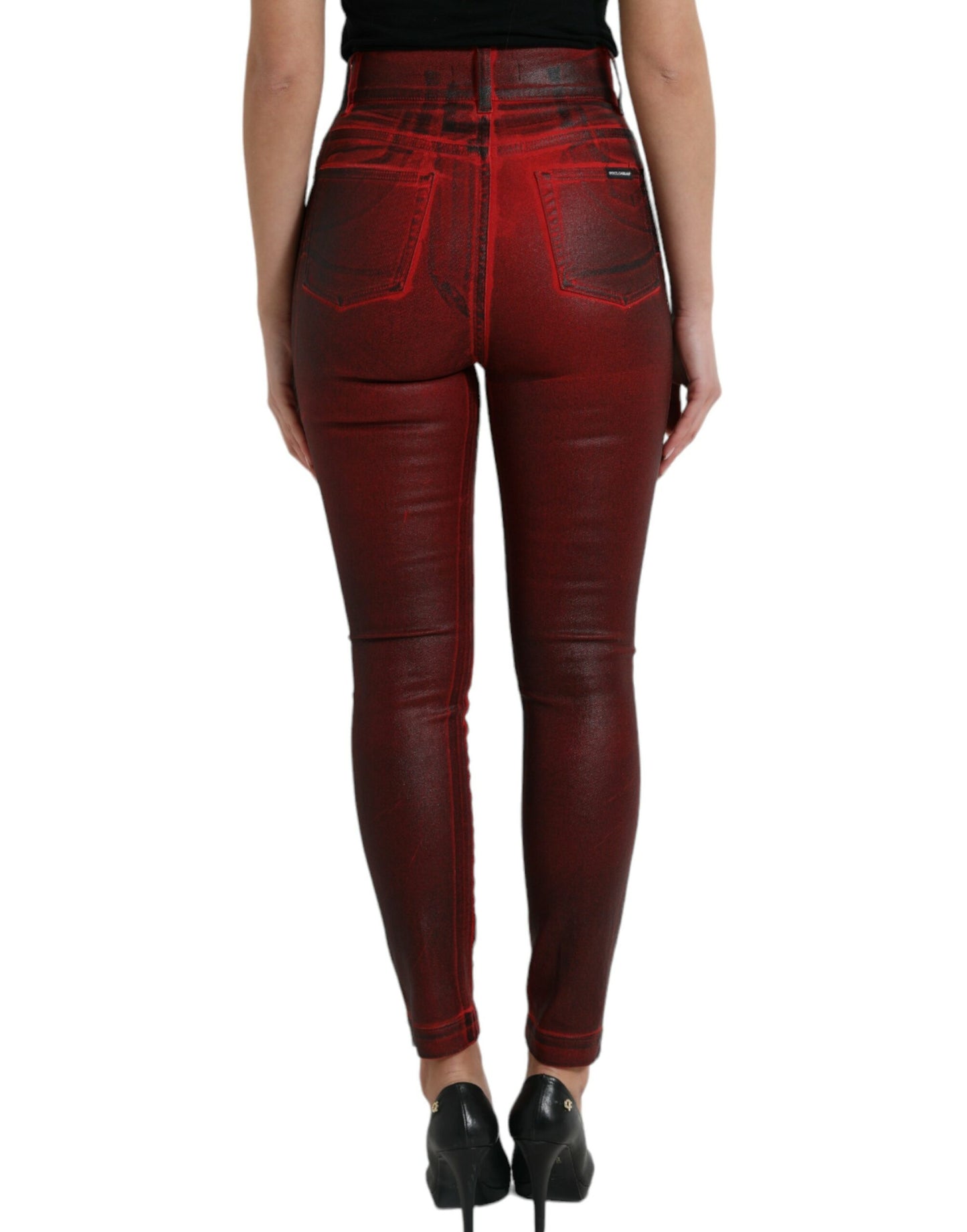 Black Red Ombre Cotton Skinny Denim Jeans