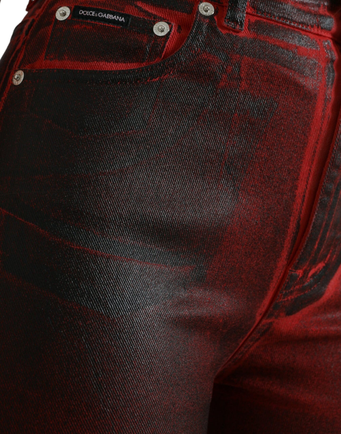 Black Red Ombre Cotton Skinny Denim Jeans