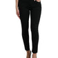 Black Cotton Mid Waist Skinny Denim Jeans