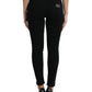 Black Cotton Mid Waist Skinny Denim Jeans