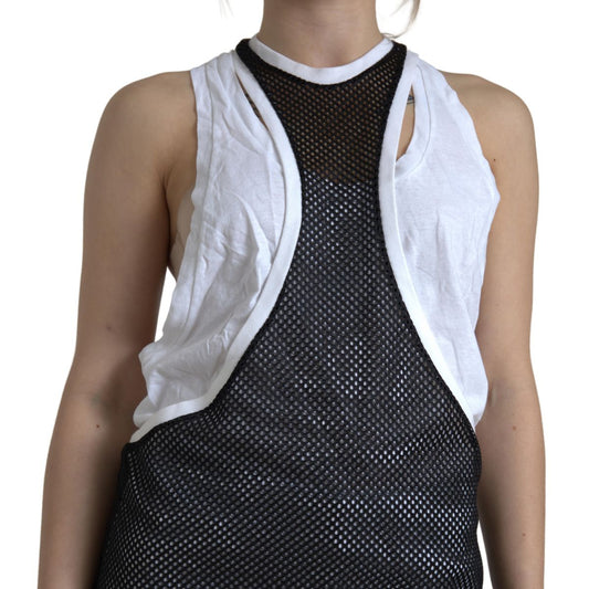 Monochrome Cotton-Linen Blend Tank Top