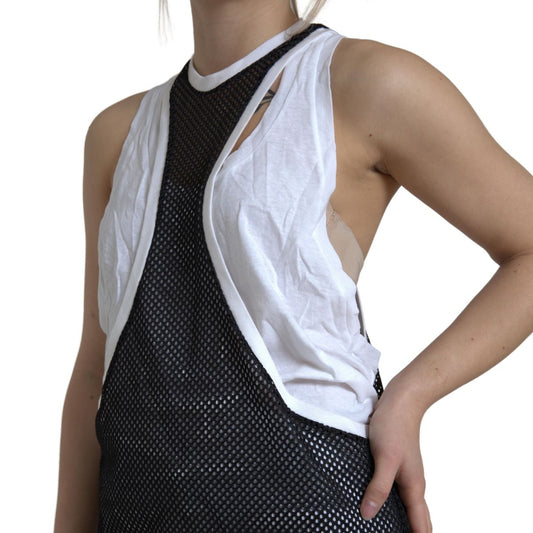 Monochrome Cotton-Linen Blend Tank Top