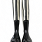 Black and White Striped Knee High Boots