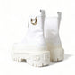 White Leather Logo Plaque Zip Ankle Boots Shoes