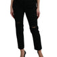 Black Cotton High Waist Tattered Denim Jeans