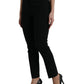 Black Wool High Waist Tapered Pants