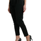Black Wool High Waist Cropped Tapered Pants