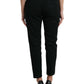Black Wool High Waist Cropped Tapered Pants