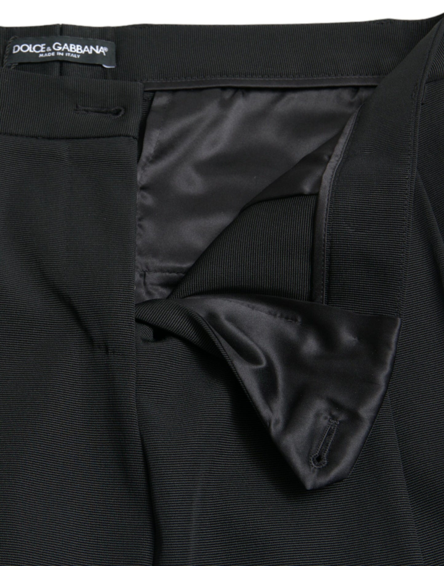 Black Wool High Waist Cropped Tapered Pants